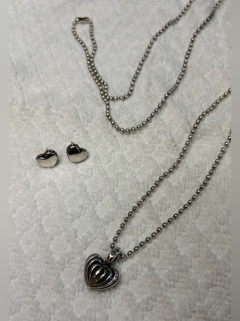⭐️LAGOS Silver Heart Pendant Necklace with Matching‎ Heart Studs
